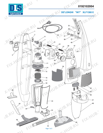Схема №1 COLOMBINA XLF1300E с изображением Покрытие для пылесоса DELONGHI 5919210561