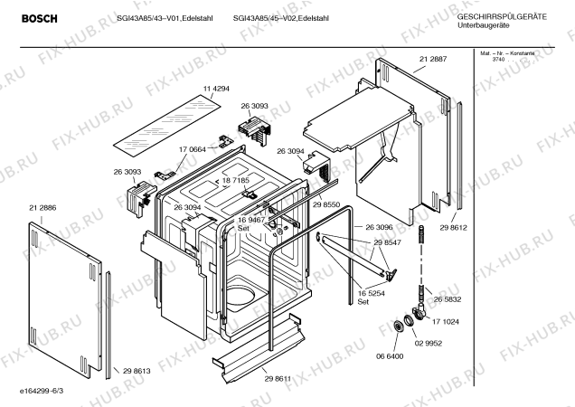 Схема №1 SGI43A84 с изображением Инструкция по эксплуатации для посудомоечной машины Bosch 00587135