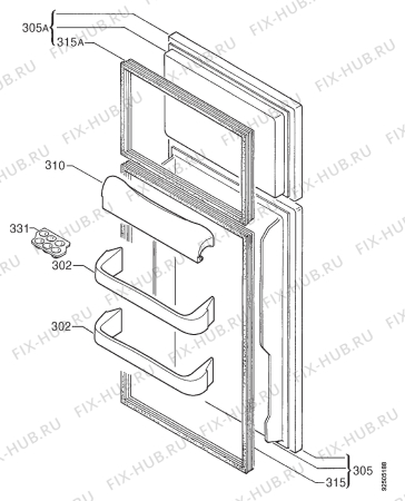 Взрыв-схема холодильника Zanussi ZD50/17RAL - Схема узла Door 003