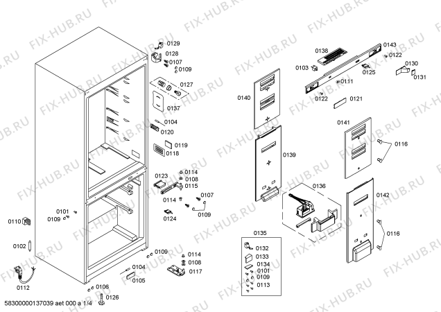 Схема №1 KG46NA43 с изображением Дверь для холодильной камеры Siemens 00247714