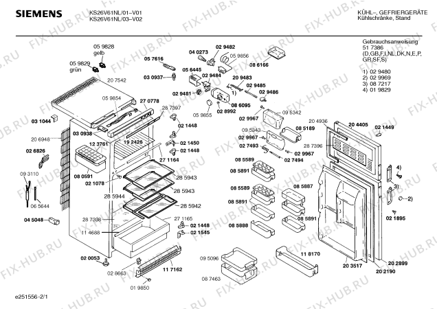 Схема №1 KS26V61NL с изображением Клапан для холодильной камеры Siemens 00095342