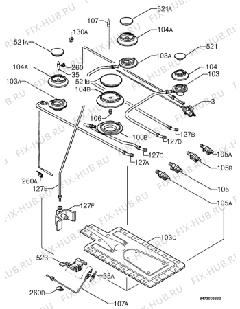 Взрыв-схема плиты (духовки) Privileg 905.567 4/7348 - Схема узла Functional parts 267