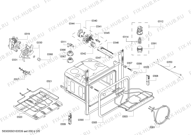 Взрыв-схема плиты (духовки) Bosch HBA74S421E H.BO.PY.L3D.IN.GLASS.B4/.B.E3_COT/ - Схема узла 03