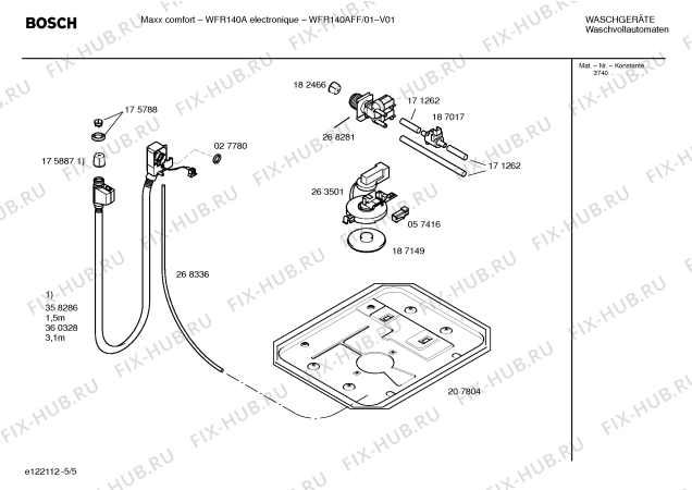 Взрыв-схема стиральной машины Bosch WFR140AFF Maxx confort WFR140A electronique - Схема узла 05