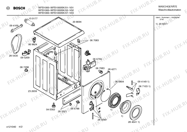 Схема №2 WFB1000IE с изображением Панель управления для стиралки Bosch 00286676