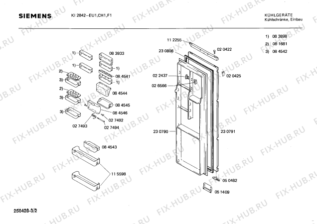 Взрыв-схема холодильника Siemens KI2842 - Схема узла 02