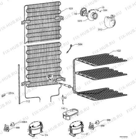 Взрыв-схема холодильника Zanussi ZRB40NDV - Схема узла Cooling system 017