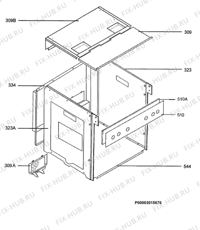 Взрыв-схема плиты (духовки) Aeg Electrolux E42042-6-M DE - Схема узла Housing 001