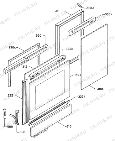 Взрыв-схема плиты (духовки) Rex DE9541 - Схема узла Door 003
