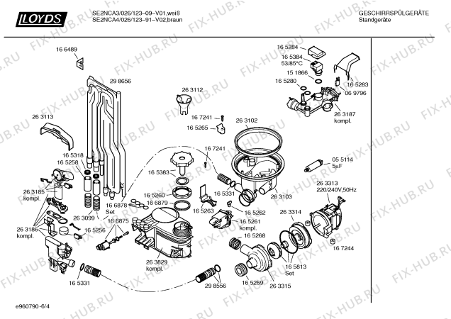 Взрыв-схема посудомоечной машины Lloyds SE2NCA3 Art. 026/123-09 - Схема узла 04