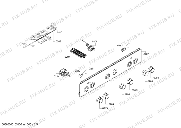 Схема №1 PACB521020 с изображением Кабель для плиты (духовки) Bosch 00653276