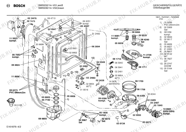 Взрыв-схема посудомоечной машины Bosch SMI5032 - Схема узла 02