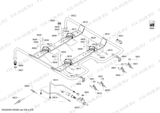 Взрыв-схема плиты (духовки) Bosch HGG223123F - Схема узла 06