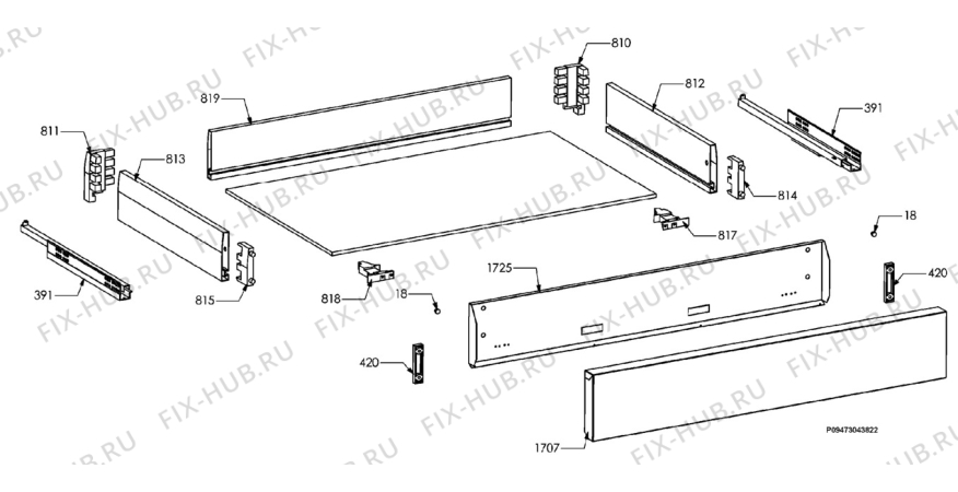 Взрыв-схема плиты (духовки) Electrolux EKM10760X - Схема узла Section 9