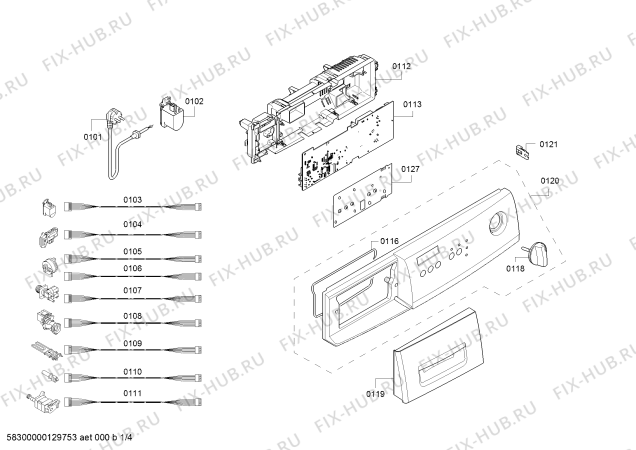 Схема №1 WAE20260AU с изображением Панель управления для стиралки Bosch 00667696