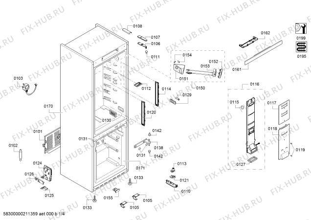 Схема №2 KGN56HI30N Bosch с изображением Дверь для холодильной камеры Bosch 00717954