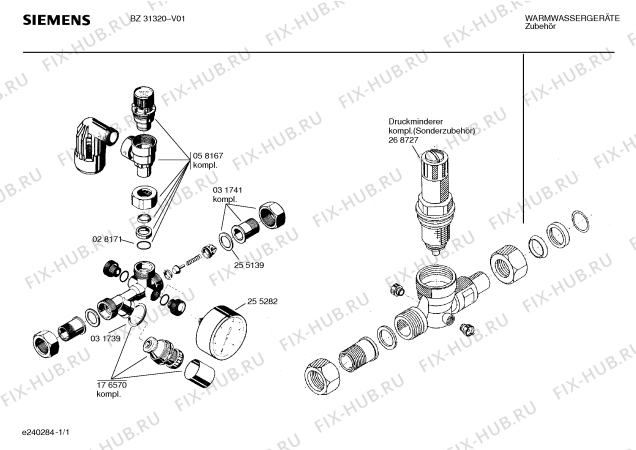 Схема №1 BZ31320 с изображением Регулятор давления для электроводонагревателя Siemens 00268727