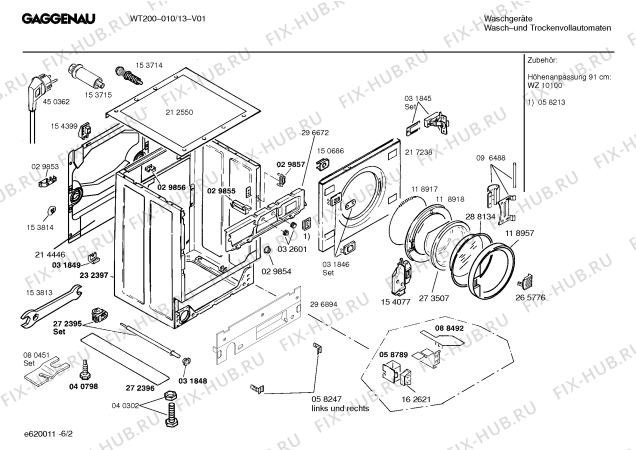 Схема №1 G1WVD0001A Gaggenau WT200-010 с изображением Таблица программ для стиральной машины Bosch 00529115