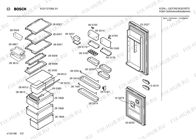 Взрыв-схема холодильника Bosch KGV7270NL - Схема узла 02