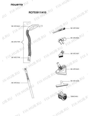 Схема №1 RO753911/410 с изображением Ручка для мини-пылесоса Rowenta RS-RT2984