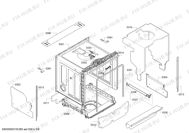 Взрыв-схема посудомоечной машины Bosch SMV40E40EU - Схема узла 03