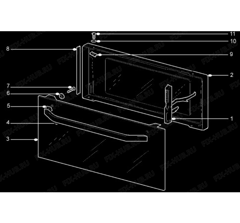 Взрыв-схема плиты (духовки) Aeg 3215V-W - Схема узла H10 Grill door assy