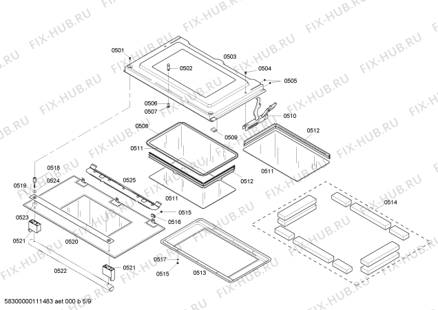 Схема №3 HBL765AUC с изображением Крышка для холодильной камеры Bosch 00243203