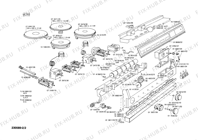Взрыв-схема плиты (духовки) Siemens HL7472 - Схема узла 02