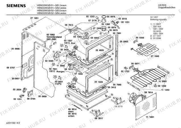 Взрыв-схема плиты (духовки) Siemens HB92220GB - Схема узла 02