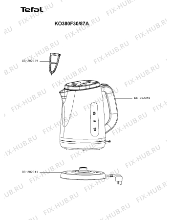 Схема №1 KO380830/87A с изображением Корпусная деталь для чайника (термопота) Tefal SS-202341