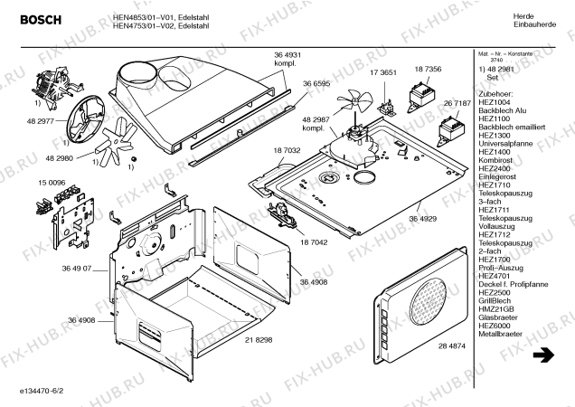 Взрыв-схема плиты (духовки) Bosch HEN4853 - Схема узла 02