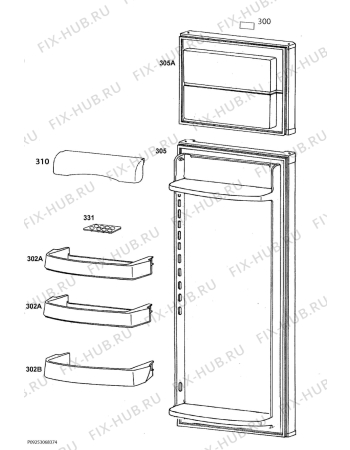 Взрыв-схема холодильника Zanussi ZRT27104WA - Схема узла Door 003