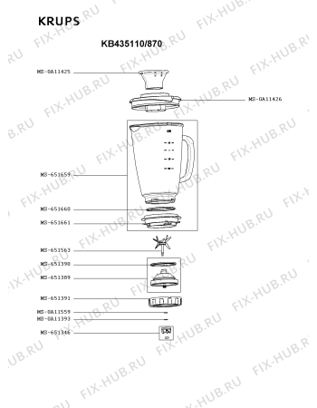 Схема №2 KB435110/870 с изображением Корпусная деталь для электроблендера Krups MS-651683