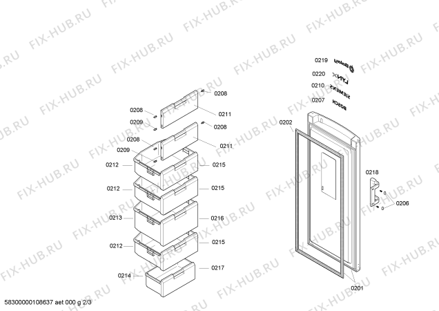 Схема №1 3GV1736B с изображением Дверь для холодильника Bosch 00243537