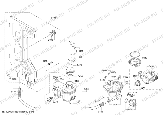 Взрыв-схема посудомоечной машины Bosch SBV40D90CH Silence - Схема узла 04
