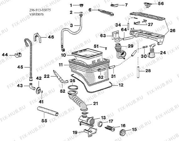 Взрыв-схема стиральной машины Electrolux WH2630 - Схема узла W30 Water details  D