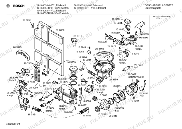 Схема №2 SHI6905EU с изображением Передняя панель для электропосудомоечной машины Bosch 00298986