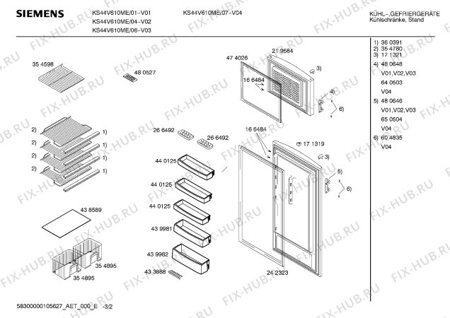 Схема №2 KS44V610ME с изображением Инструкция по эксплуатации для холодильной камеры Siemens 00591927