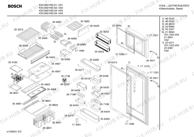Схема №2 KSU3921NE с изображением Дверь для холодильника Bosch 00216851