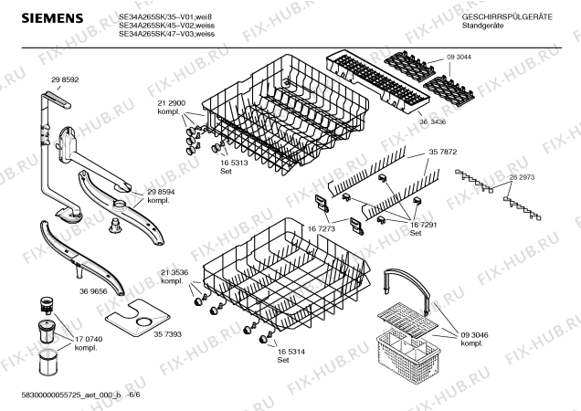 Взрыв-схема посудомоечной машины Siemens SE34A265SK - Схема узла 06
