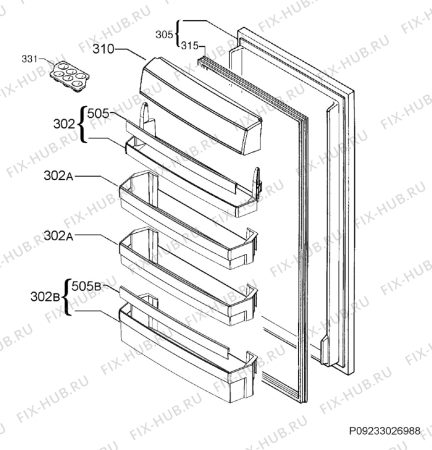 Взрыв-схема холодильника Aeg Electrolux SKS51200F0 - Схема узла Door 003