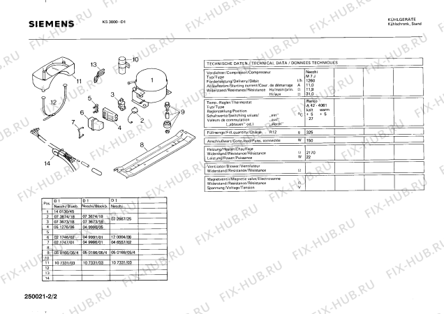 Взрыв-схема холодильника Siemens KS3000 - Схема узла 02