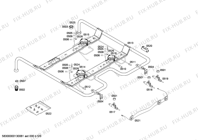 Схема №1 P1ACB37726 с изображением Переключатель для плиты (духовки) Bosch 00610686