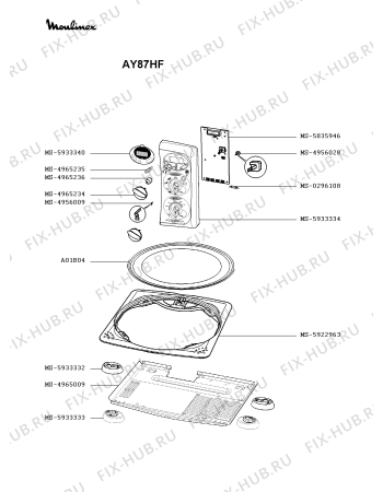 Взрыв-схема микроволновой печи Moulinex AY87HF(2) - Схема узла 7P002034.7P2