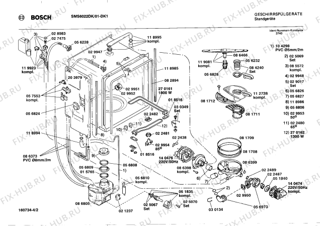 Взрыв-схема посудомоечной машины Bosch SMS6022DK SMS6022 - Схема узла 02