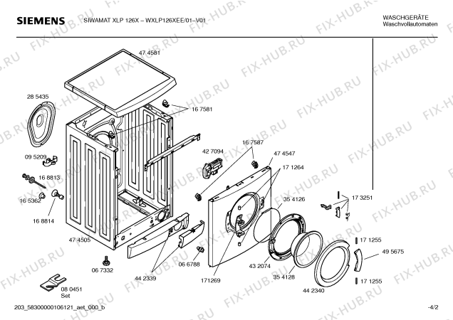 Взрыв-схема стиральной машины Siemens WXLP126XEE Siwamat XLP126X - Схема узла 02
