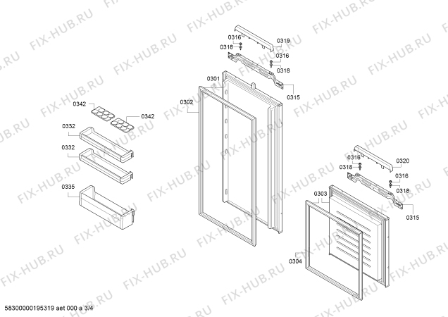 Схема №1 KIV67VF30 с изображением Дверь для холодильника Bosch 00715818