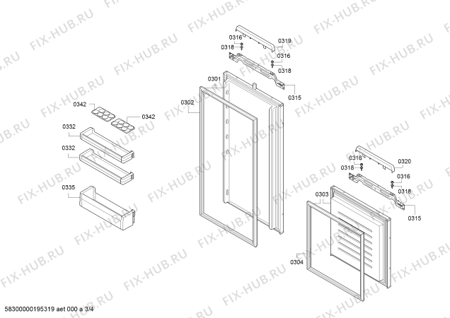 Схема №1 JC67BB30 с изображением Панель для холодильной камеры Bosch 11019938