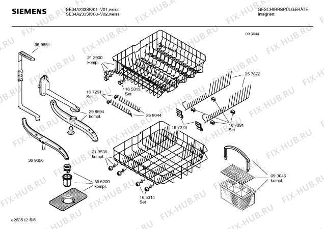 Взрыв-схема посудомоечной машины Siemens SE34A233SK - Схема узла 06