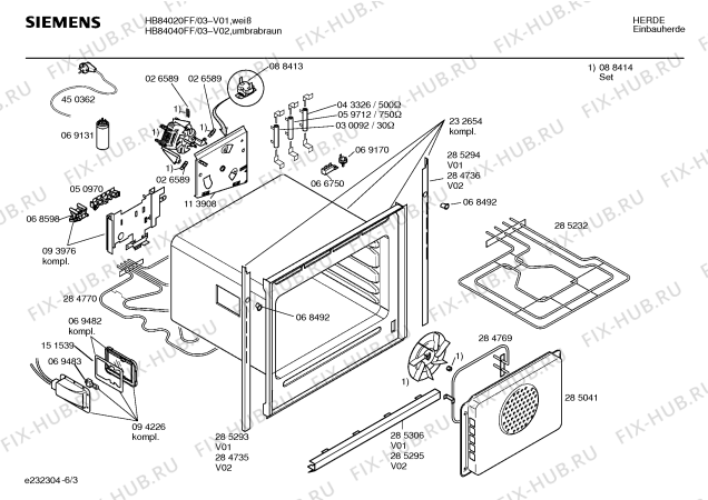 Схема №1 HB84020FF с изображением Инструкция по эксплуатации для духового шкафа Siemens 00519499